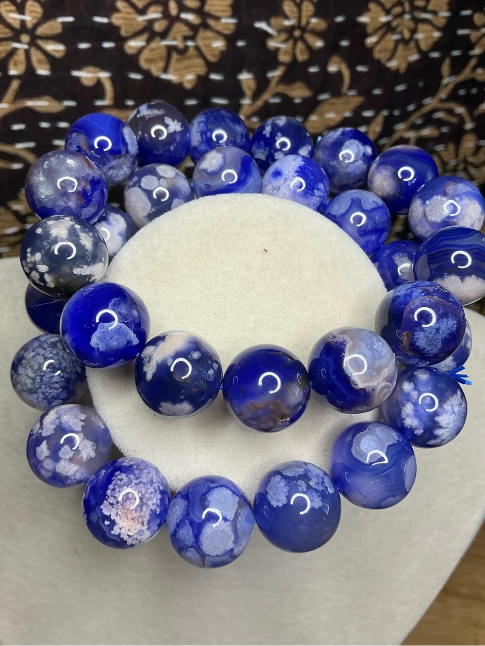 RARE Blue Flower Agate 14mm - Color Enhanced
